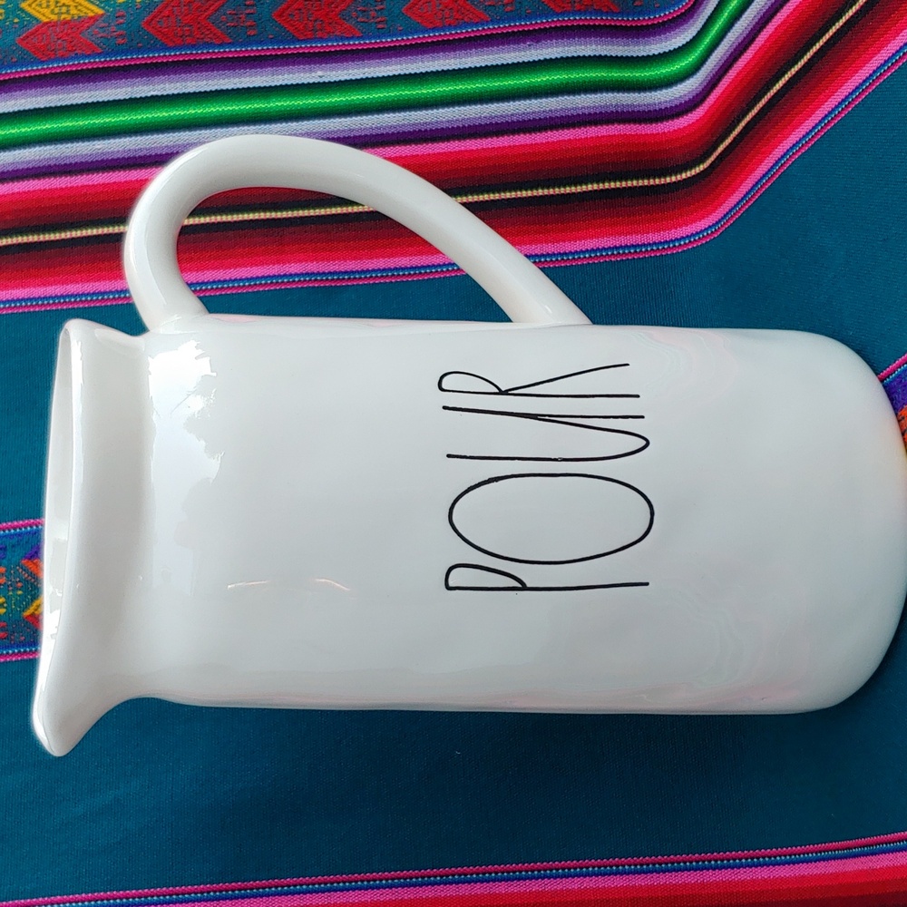 Rae Dunn Ceramic "Pour" Serving Pitcher White holds One Quart - Picture 13 of 15
